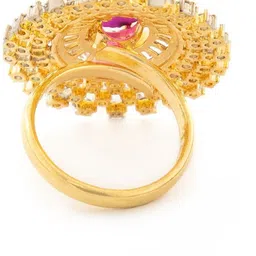 rubans Rus Gold Plated Zircon Stone Studded Eligant Adjustable Finger Ring Brass Cubic Zirconia Gold Plated Ring image 5
