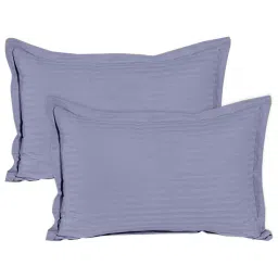 mayfair homes london Blue Solid 210 TC Cotton King Sized Double Bedsheet with 2 Pillow Covers Satin Stripe 2024 Collection image 3