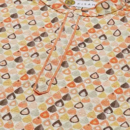 KISAH Men Multicoloured Floral Embroidered Panelled Kurti with Pyjamas image 2