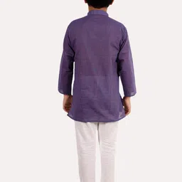 Superminis Boys Blue & White Striped Regular Pure Cotton Kurta with Pyjamas image 4