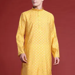 MANQ Men Ethnic Motifs Printed Pure Cotton Kurta with Pyjamas image 1