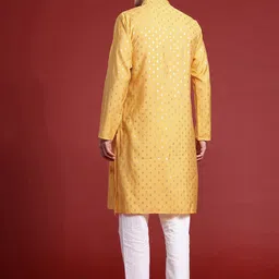MANQ Men Ethnic Motifs Printed Pure Cotton Kurta with Pyjamas image 5
