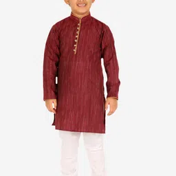 Pro-Ethic STYLE DEVELOPER Boys Maroon Geometric Printed Pure Cotton Kurta with Pyjamas-picture-54