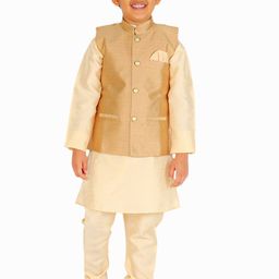 Pro-Ethic STYLE DEVELOPER Boys Cream-Coloured Kurta with Pyjamas & Nehru Jacket-picture-24