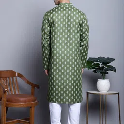 Jompers Ethnic Motifs Printed Mandarin Collar Pure Cotton Straight Kurta & Churidar image 5