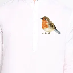 DEVOILER Ethnic Motifs Printed Band Collar White Romance Straight Kurta with Pyjamas image 2