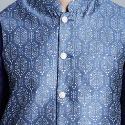 Jompers Mandarin Collar Regular Kurta with Pyjamas With Jacket image 2