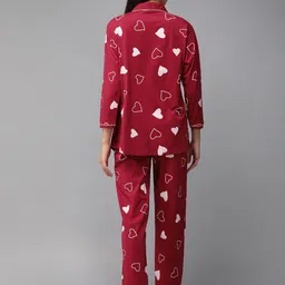 Zeyo Women Red & White Printed Maternity & Feeding Pyjama Set image 4