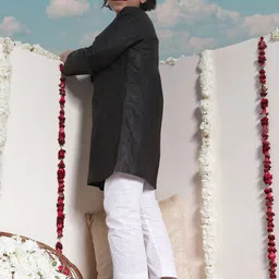 VASTRAMAY Boys Mandarin Collar Long Sleeves Straight Kurta With Pyjamas image 2