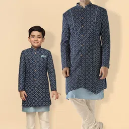 KISAH Boys Printed Cotton Kurta Sherwani Set-picture-13