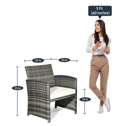 carry bird Bologna Wicker Table and Chair Set in Grey & White with Sofa image 5