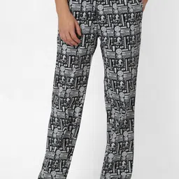UnderJeans by Spykar Men Black Printed Cotton Lounge Pants-picture-32