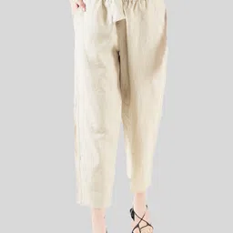 Style Shoes Women Mid-Rise Linen Cropped Trousers-picture-21