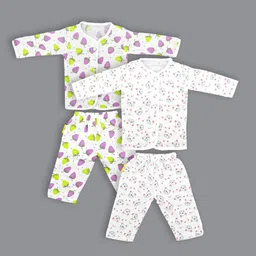 Born Babies Kids Pack Of 2 Printed Organic Cotton Tops With Pyjamas-picture-12