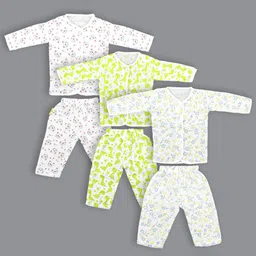 Born Babies  Kids Pack Of 3 Printed Organic Cotton Tops With Pyjamas-picture-20