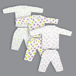 Born Babies  Kids Pack Of 3 Printed Organic Cotton Tops With Pyjamas-picture-55