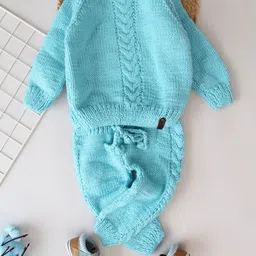 Woonie Infants Self Design Long Sleeves Cable Knit Sweater & Pyjamas-picture-16