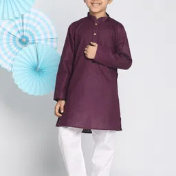 VASTRAMAY Boys Purple Regular Kurta with Pyjamas image 3