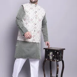 SOJANYA PLUS Woven Design Kurta & Pyjamas With Nehrujacket-picture-14