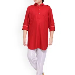 Jeetethnics Boys Red & White Regular Kurta with Pyjamas-image-49