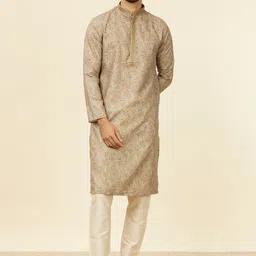 Manyavar Floral Woven Design Mandarin Collar Straight Kurta With Salwar-picture-29
