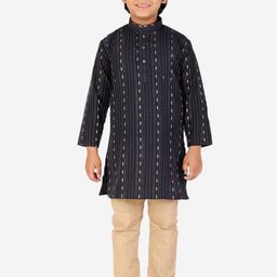 Pro-Ethic STYLE DEVELOPER Boys Black & White Pure Cotton Kurta with Pyjamas-picture-8