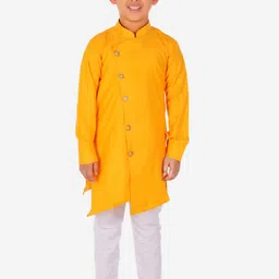 Pro-Ethic STYLE DEVELOPER Boys Yellow Angrakha Kurta with Pyjamas-picture-53