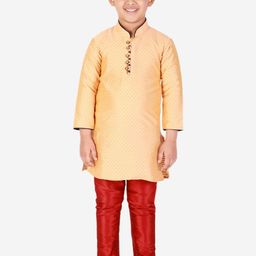 Pro-Ethic STYLE DEVELOPER Boys Orange & Red Printed Kurta with Pyjamas-picture-40