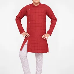 Jeetethnics Boys Red Kurta with Pyjamas-image-65