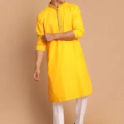 VASTRAMAY Mandarin Collar Thread Work Straight Kurta With Pyjamas-picture-14
