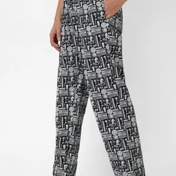 UnderJeans by Spykar Men Black Printed Cotton Lounge Pants image 3