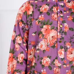 THE PONY & PEONY CO. Boys Floral Printed Mandarin Collar Regular Kurta with Pyjamas image 2