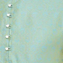 SG LEMAN Men Turquoise Blue Regular Raw Silk Kurta with Pyjamas image 2