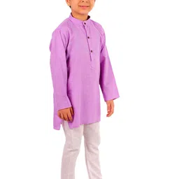 Superminis Boys Purple & Off-White Solid Kurta with Pyjamas image 5