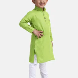 BownBee Boys Green Pure Cotton Kurta with Pyjamas image 3