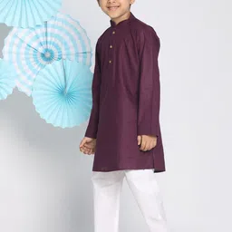 VASTRAMAY Boys Purple Regular Kurta with Pyjamas image 5