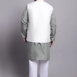 SOJANYA PLUS Ethnic Motifs Woven Design Regular Kurta With Pyjamas & Nehru Jacket~ image 5