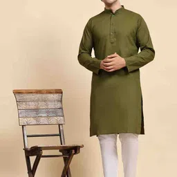 Enciger Regular Mandarin Collar Pure Cotton Kurta with Pyjamas image 4