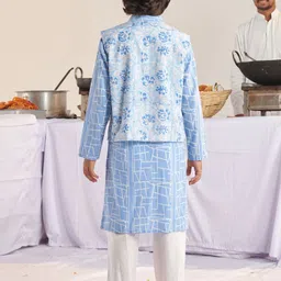 pspeaches Boys Floral Printed Angrakha Kurta with Pyjamas image 4