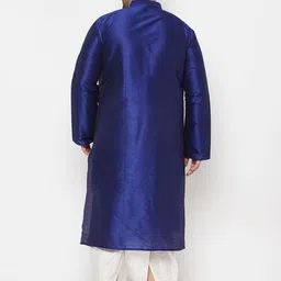VASTRAMAY Plus Size Men Blue Kurta with Dhoti Pants image 4