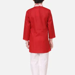 BownBee Boys Red & Pink Printed Kurta with Pyjamas image 3