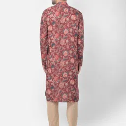 TABARD Men Maroon Cotton Printed Kurta with Pyjamas image 2
