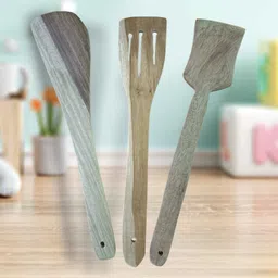 ruby perl Wooden kitchen spoon set for cooking Wooden & serving Spoon Set (Pack of 3) Wooden Serving Spoon Set image 3