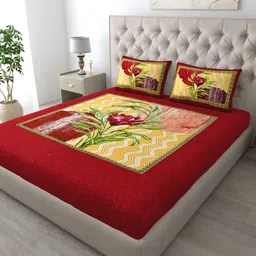homequipo Cotton Double Flat 144 TC Printed Bedsheet image 1