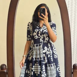 shivkurti Women A-line Green Midi/Calf Length Dress image 2