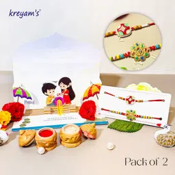 kreyam's Designer Rakhi Set Of 2 Assorted, Gold, Gold Finish Rakhi Set-picture-22