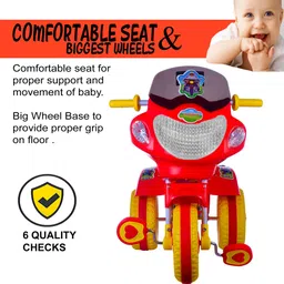 miss & chief by flipkart HEAVY DUTY RED # BIGGEST WHEELS # SAFEST #music & lights RED # SAFEST TRICYCLE # FOR 2-5 YEARS Tricycle image 3