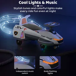 staranddaisy Baby Swing Car with LED Light & Music, Backrest Seat, Storage & 360° Swivel Rideons & Wagons Non Battery Operated Ride On image 4