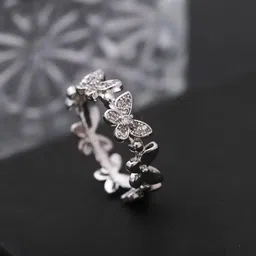 jrissy Stainless Steel Cubic Zirconia Silver Plated Ring Sterling Silver Silver Plated Ring-picture-21
