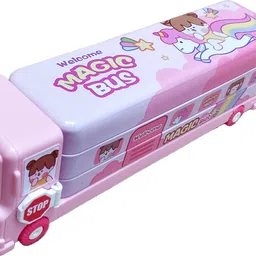 technochitra Double Decker Bus Heart Pen Art Metal Pencil Box-picture-32